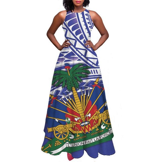 Robe Imprimée du drapeau Haitien